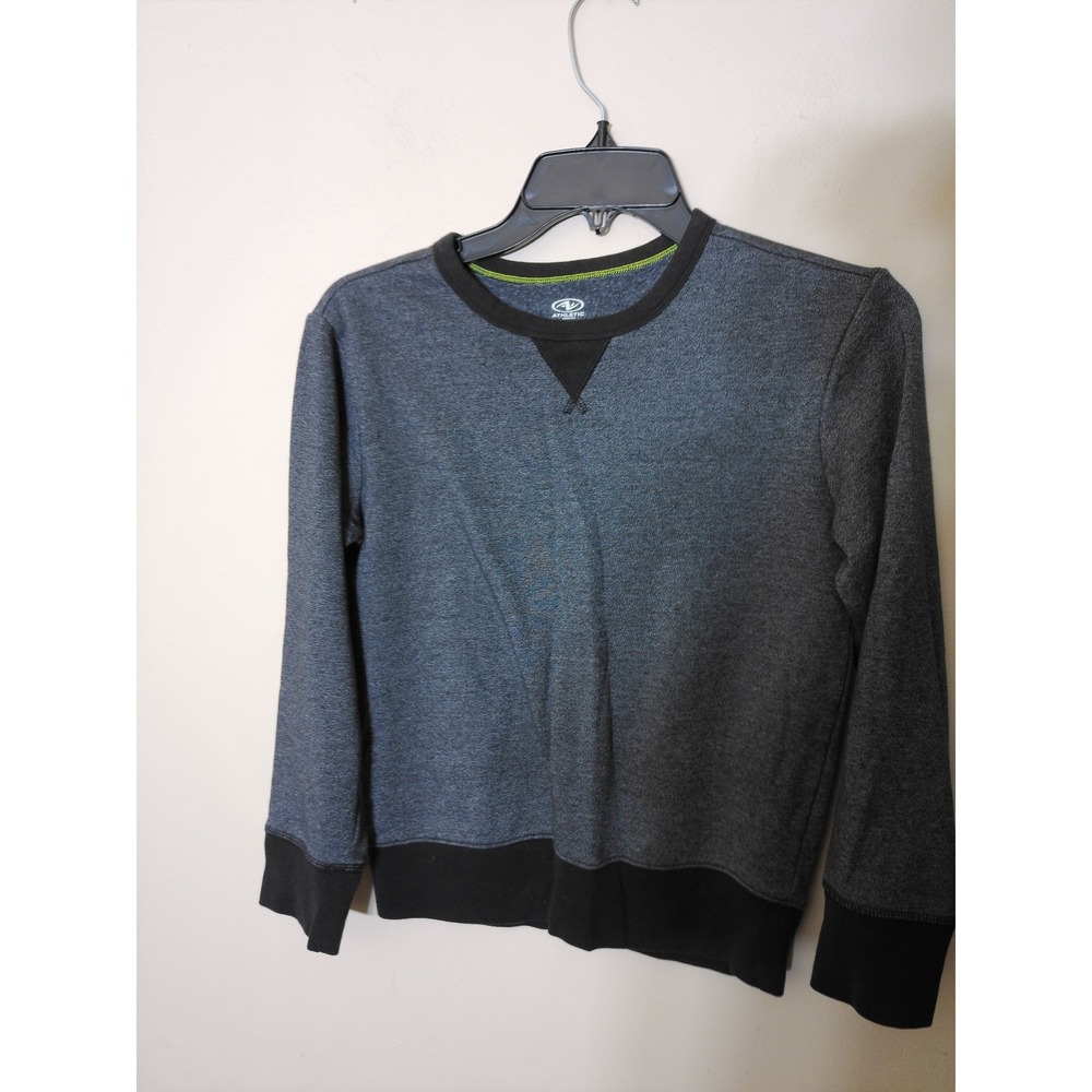 Athletic Works Sweatshirt Boys L 10-12 Gray Black Heathered Fleece Pullover